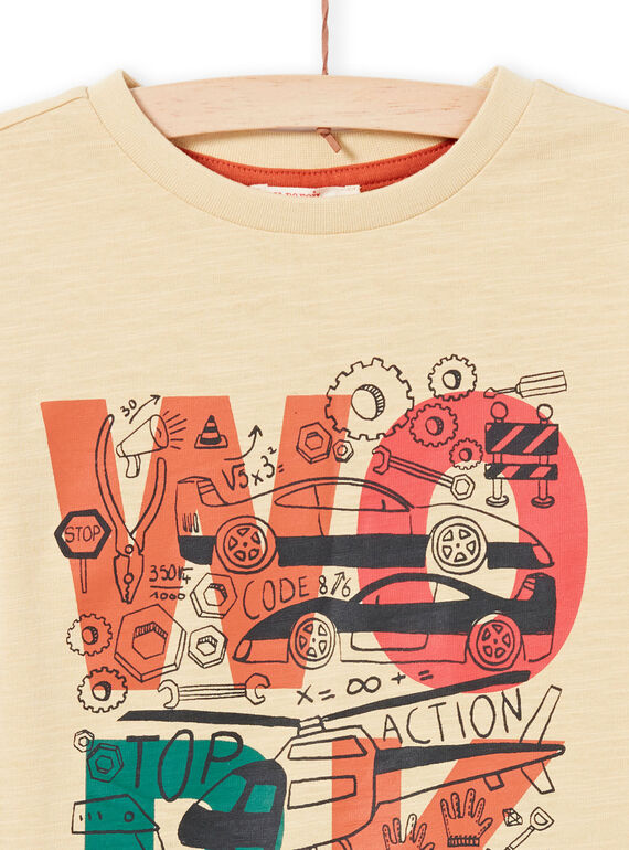 Langarm-T-Shirt beige und ecru mit Fantasy-Motiven - Junge MOCOTEE1 / 21W902L1TMLA006
