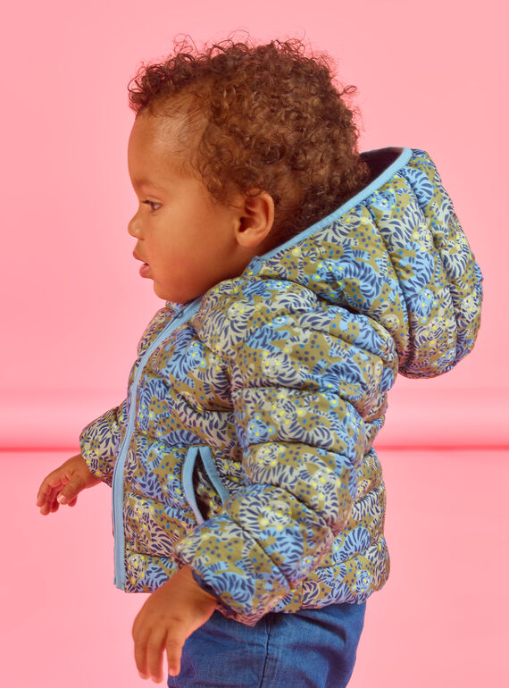 Baby Boy's khakigrüne wattierte Jacke mit Tiger-Print MUGRODOU / 21WG1051D3E604