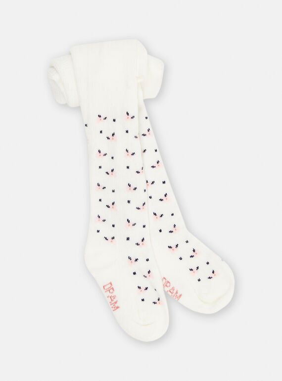 Rohweiße Strumpfhose mit Blumenmuster, Baby, Mädchen SYIJOCOL1 / 23WI09M6COL001