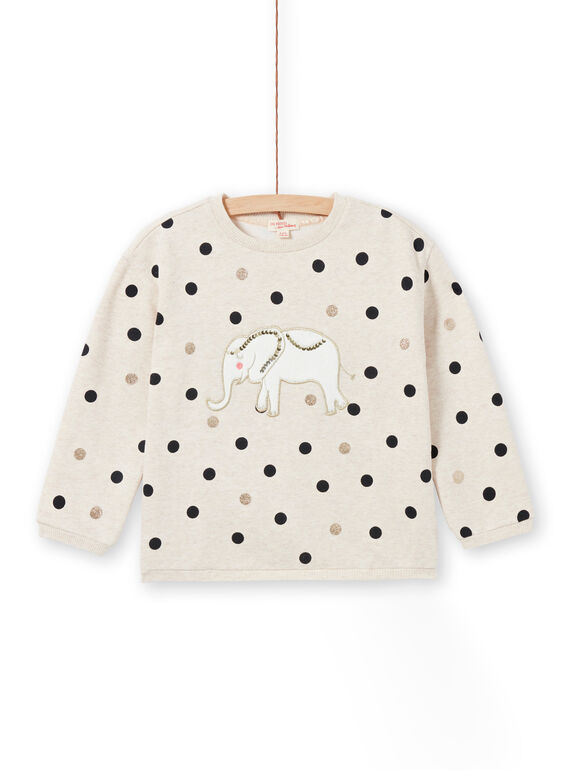 Langärmeliges Sweatshirt mit Polka-Dot-Print und Elefantenaufnäher LAPOESWEA / 21S901Y1SWE001