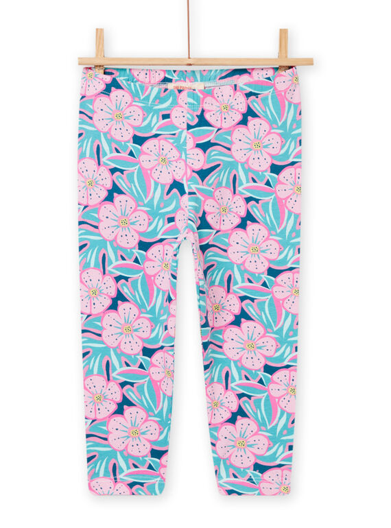Blaue und rosa geblümte Leggings für Kinder Mädchen NYAFICLEG / 22SI01U1CAL715