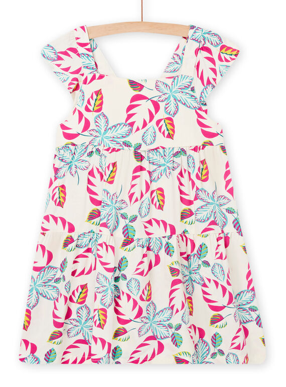 Dunkles ecrufarbenes, rosa und blaues Kleid für Kind Mädchen NAJOROB10 / 22S901C3ROB003