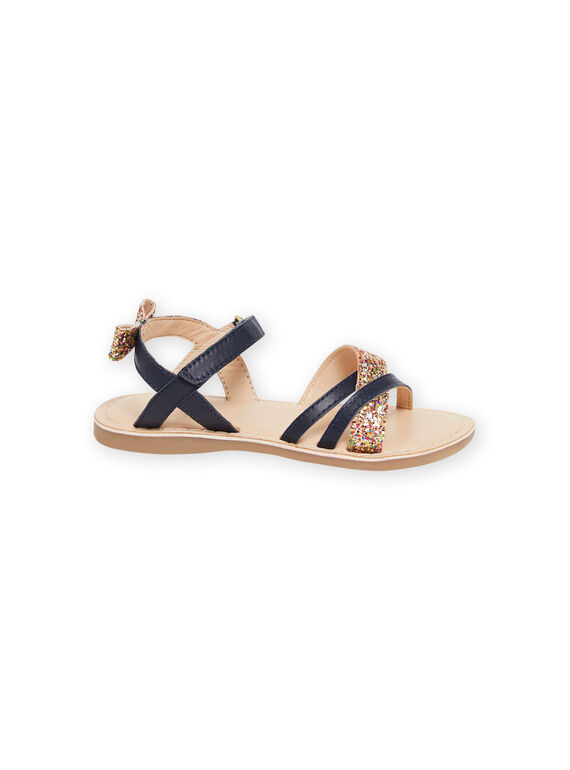 Marineblaue Glitzer-Sandalen Kind Mädchen NASANDMARINE / 22KK3544D0E070