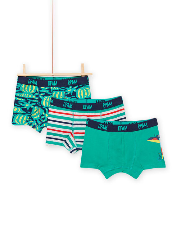 Set von 3 sortierten Boxershorts mit Tukan-Motiv für Kind Junge NEGOBOXTROP / 22SH12I5BOXJ922