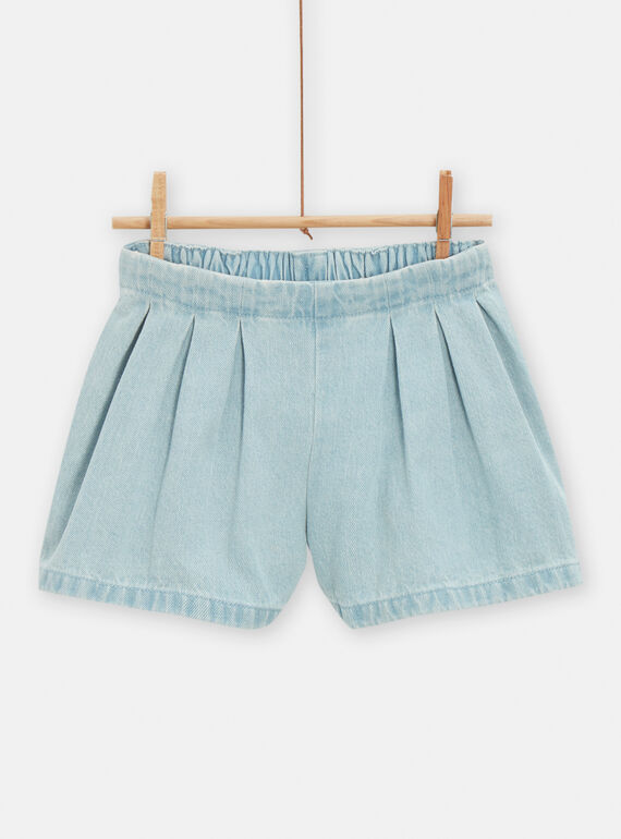 Hellblaue Plisseeshorts aus Denim für Mädchen TACLUSHORT1 / 24S901O2SHOP272