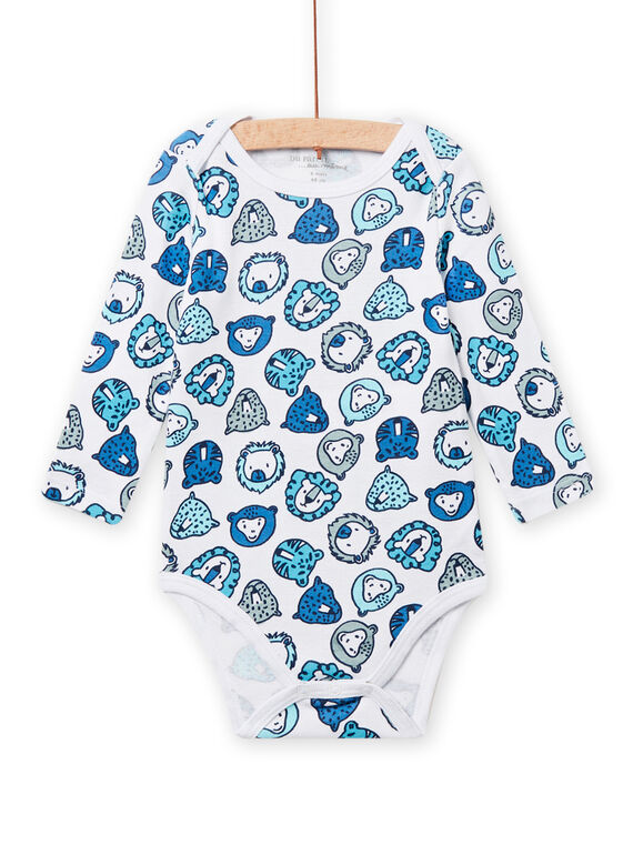 Weißer Bodysuit mit Tiermotiven Baby Junge NEGABODAOP / 22SH14I6BDL000