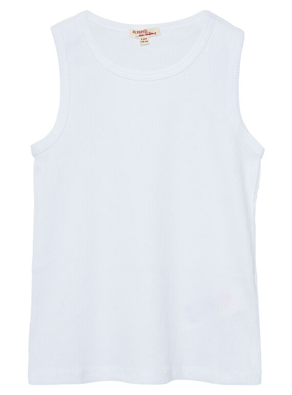 Weißes geripptes Tanktop für Jungen JOESDEB1 / 20S90262D27000