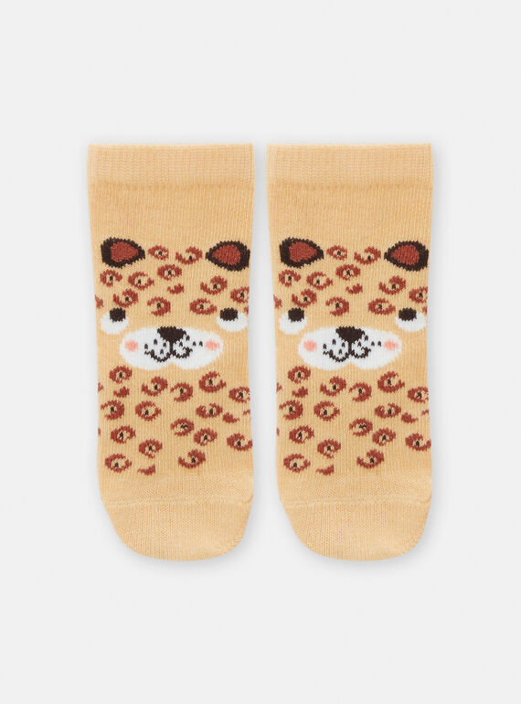 Safranfarbene Socken mit Leopardenmuster für Baby-Jungen TYUCRICHO1 / 24SI1084SOQ113