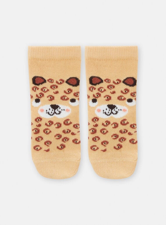 Safranfarbene Socken mit Leopardenmuster für Baby-Jungen TYUCRICHO1 / 24SI1084SOQ113