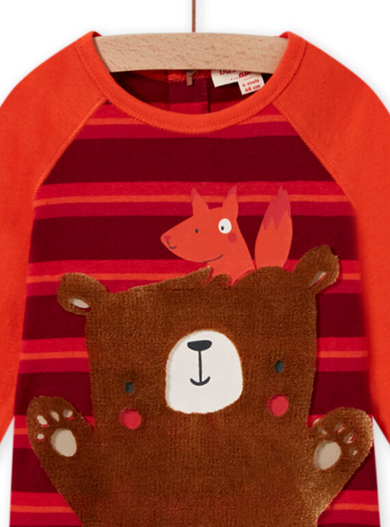 Baby Mädchen Koralle, rot und braun Teddybär-T-Shirt MUFUNTEE2 / 21WG10M1TML504