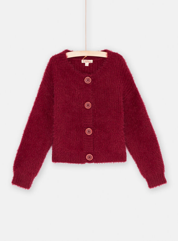 Strickjacke mit Pailletten, pflaumenfarben, Mädchen SAJOCAR2 / 23W901M2CAR709