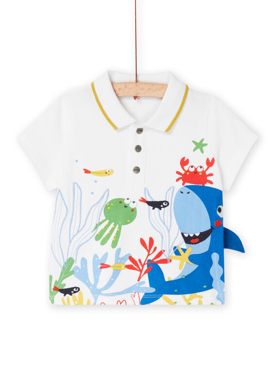Weißes Poloshirt mit gestickten Meerestieren RUPOPPOL / 23SG10X1POL000