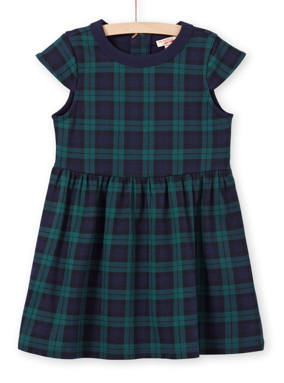 Grünes und navyblaues Kleid für Mädchen MAJOROB3 / 21W90121ROBC243