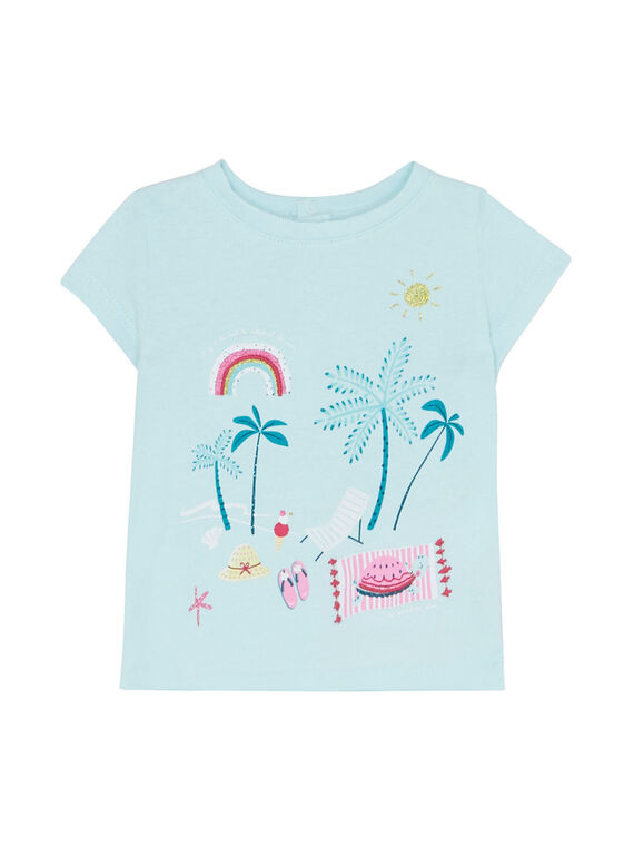Gletscherblaues kurzärmeliges Baby-T-Shirt für Mädchen JIQUATI / 20SG09R1TMC219