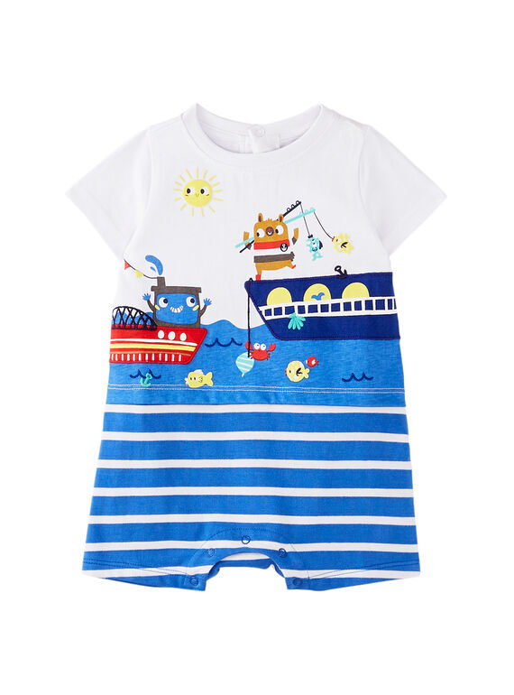 Weißer und blauer kurzer Baby-Strampler für Jungen JEGAGREMER / 20SH14U4GRE000