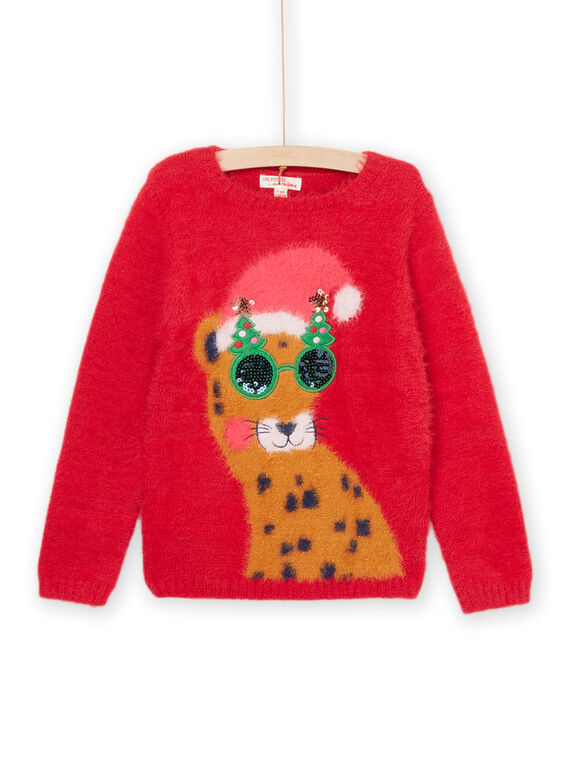Pullover mit Leopardenmuster und Brille aus Pailletten. PANOPULL / 22W901V1PULF529