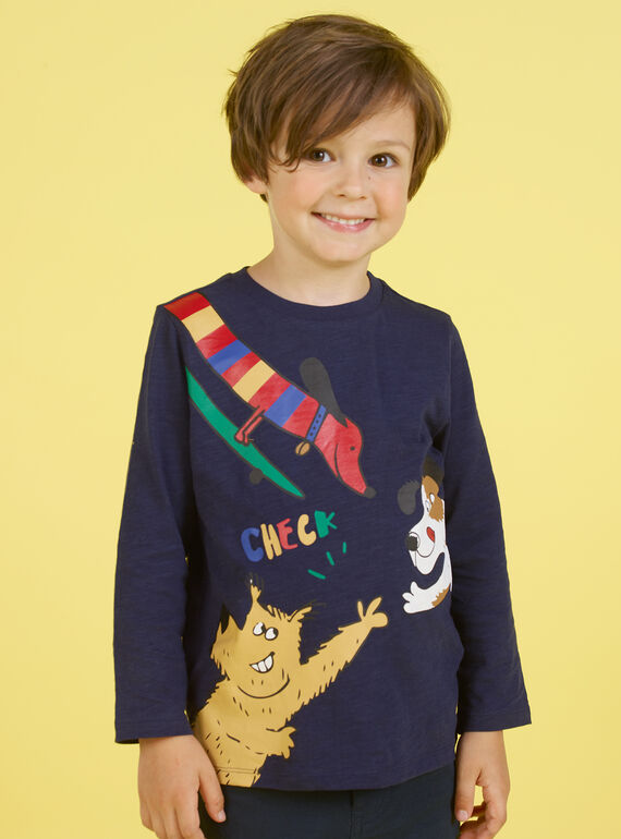 Jungen-T-Shirt in Marineblau MOMIXTEE5 / 21W902J4TML717