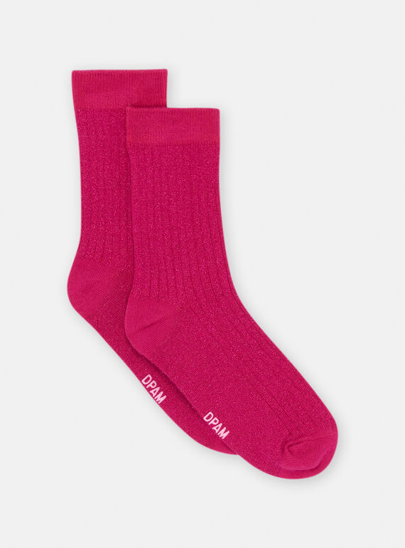 Rosa Socken aus Lurex, Mädchen SYAJOSCHO4 / 23WI01M4SOQ310