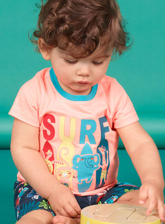 Kurzarm-T-Shirt Pfirsich Baby Boy LUBONTI3 / 21SG10W2TMCD311