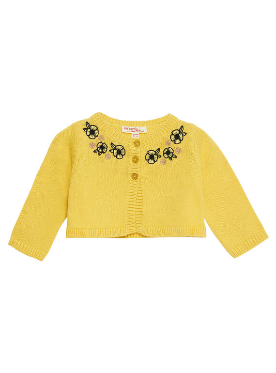 Gelbe Baby-Strickjacke für Mädchen JITROCAR / 20SG09F1CAR102
