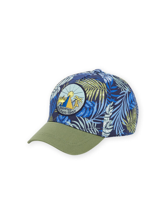 Kind Junge mitternachtsblaue Mütze mit Blätterdruck NYOJOCAP3 / 22SI02C5CHA705