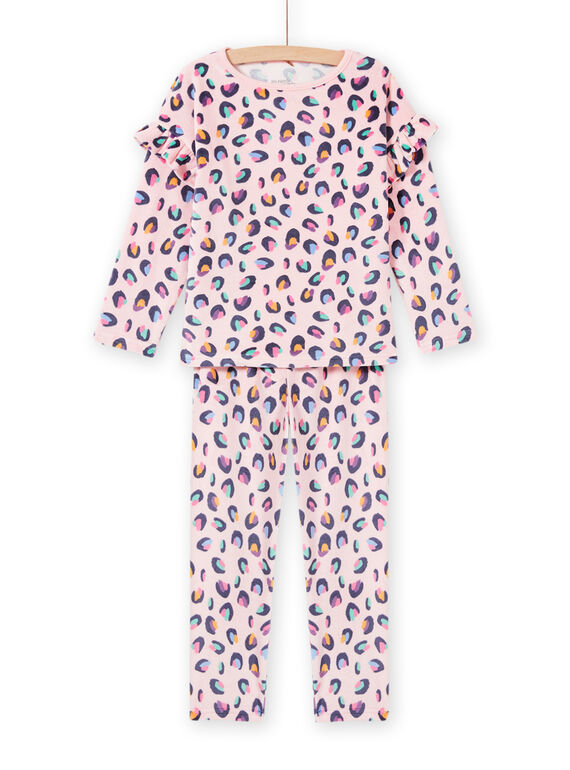 Schlafanzug-Set für Kind Mädchen aus rosa Samt mit Panther-Print MEFAPYJBOX / 21WH1197PYJ309