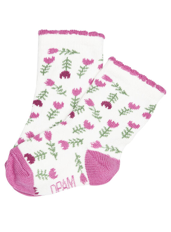 Socken mit rosa Blumenmuster. GYIBRUCHO1 / 19WI09K1SOQ001
