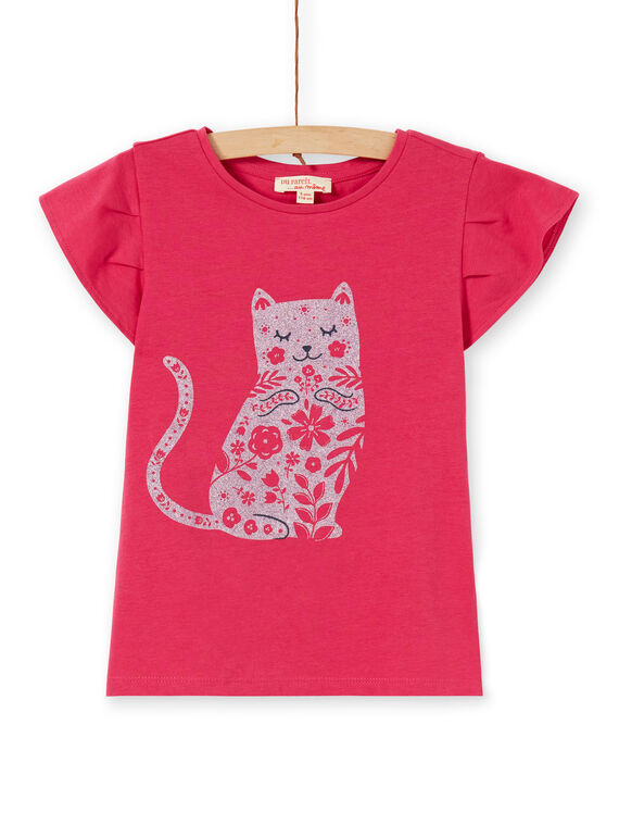 Rosa T-Shirt mit Katzenmotiv LAJOTI1 / 21S90133D31F507