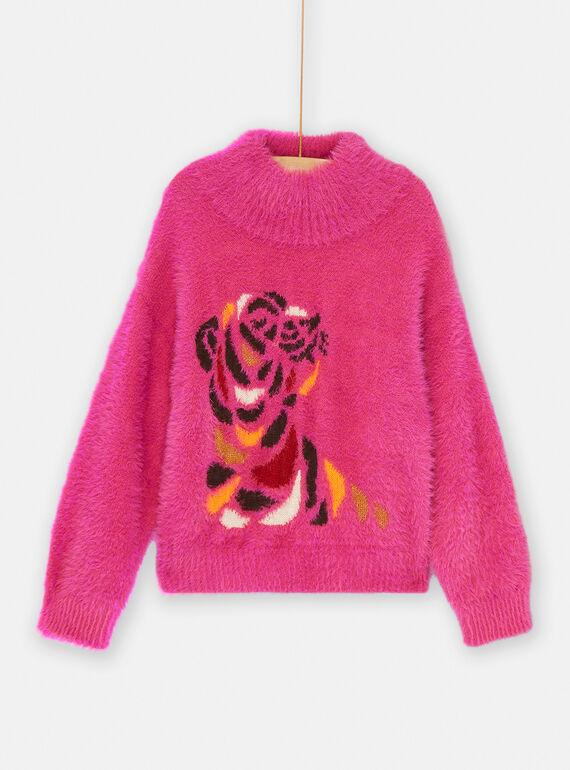 Fuchsia Pullover mit Tigermuster SALOPULL / 23W901R2PUL310