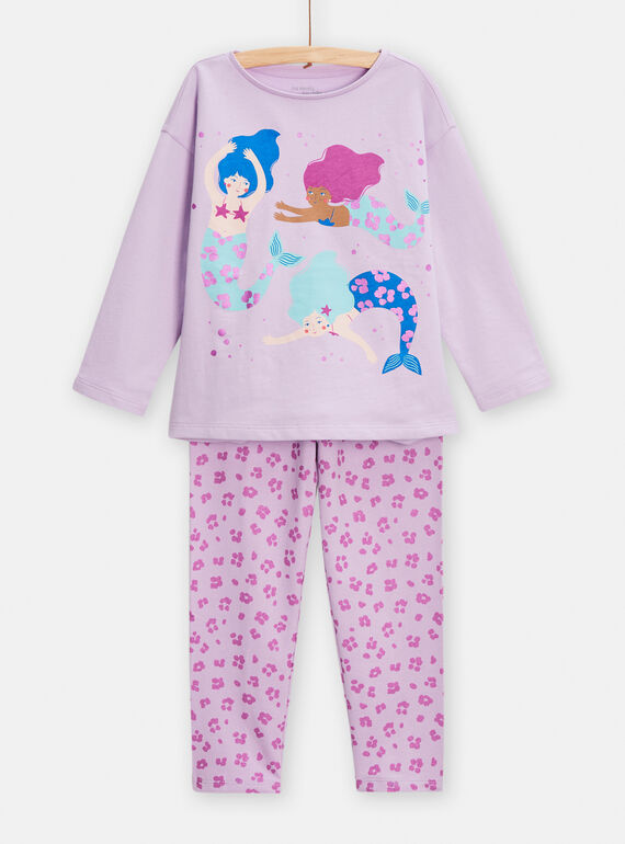 Violetter Pyjama mit Meerjungfrauenmuster für Mädchen TEFAPYJMER / 24SH1148PYJ328