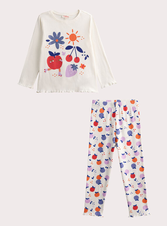 Girl's ecru pyjamas WEFAPYJFRU / 25SH1192PYJ001
