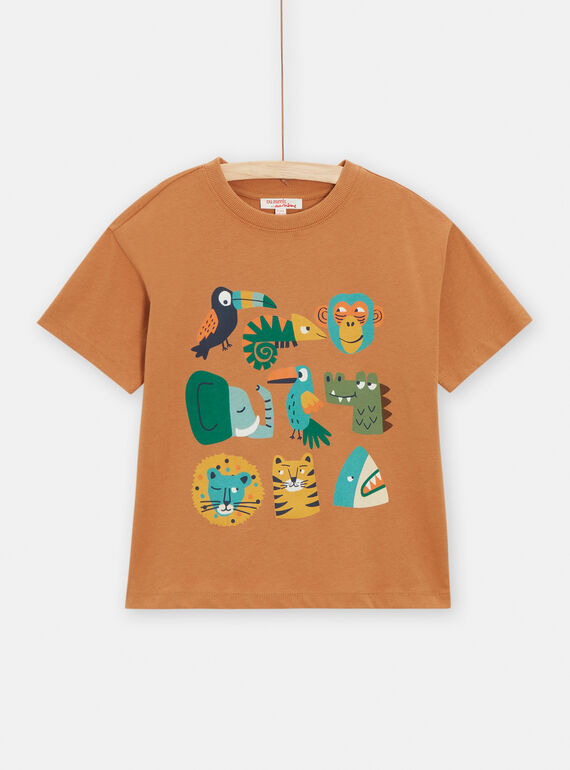 Jungen-T-Shirt in Hellbraun mit Tiermotiv TOLITI3 / 24S902T5TMCI802