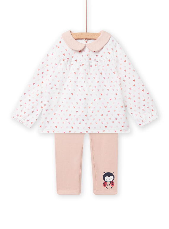 Set Bluse und Leggings gedruckt Herzen Geburt Mädchen NOU1ENS1 / 22SF0342ENS000