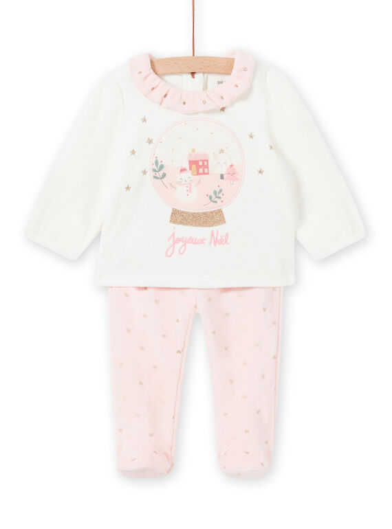 Zweifarbiges Pyjama-Set aus weihnachtlichem Samt für Baby Mädchen MEFIPYJNO / 21WH13F1PYJD329