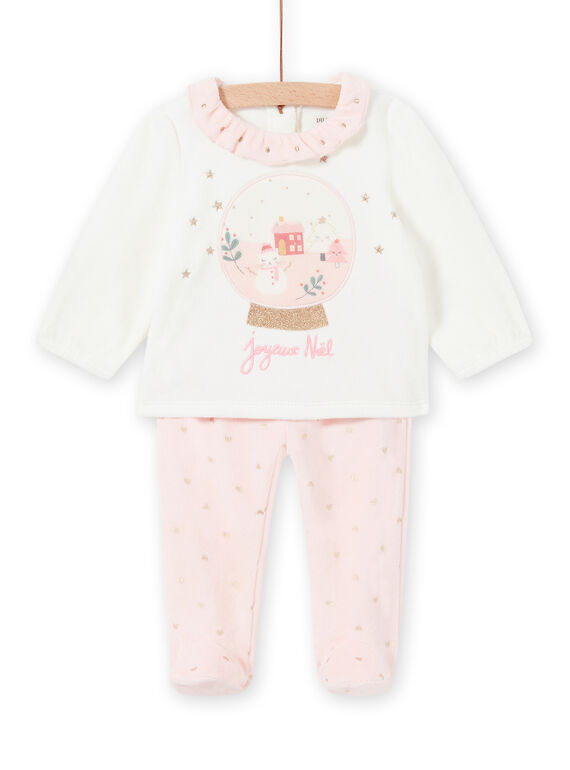 Zweifarbiges Pyjama-Set aus weihnachtlichem Samt für Baby Mädchen MEFIPYJNO / 21WH13F1PYJD329