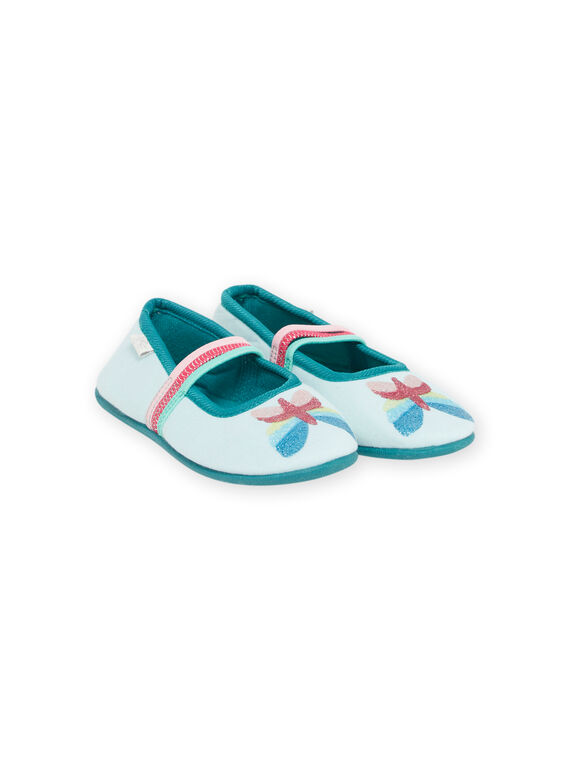 Azurblaue Ballerinas mit Schmetterlingsmuster für Kind Mädchen NAPANTPAPILL / 22KK3521D07C201