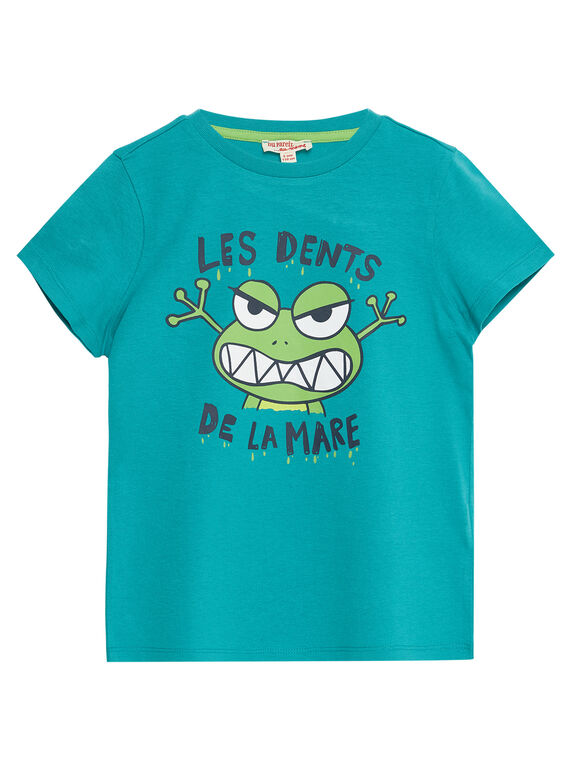 Grünes kurzärmeliges Jungen-T-Shirt mit Frosch-Aufdruck JOJOTI8 / 20S902T1D31600