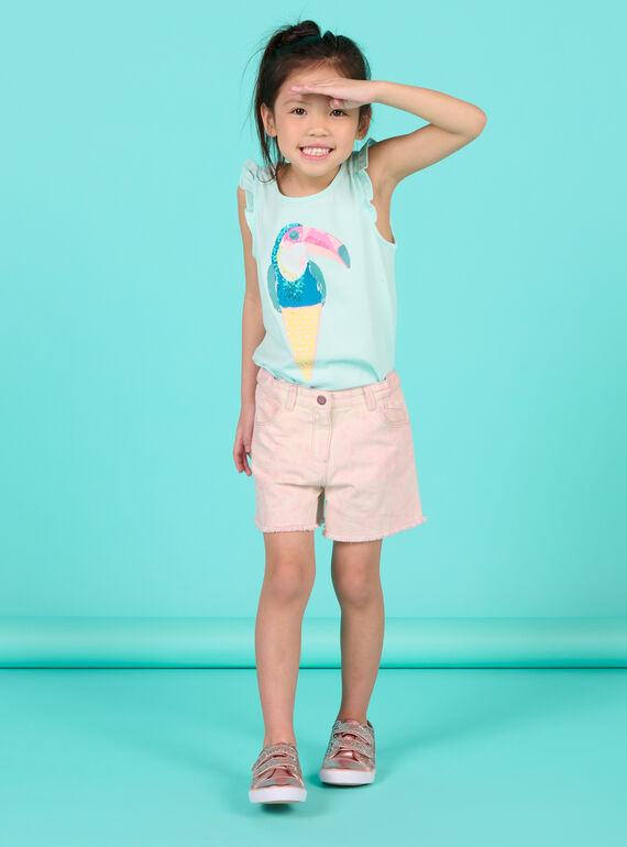 Kind Mädchen eisblaues T-shirt NAFICDEB2 / 22S901U2DEB219