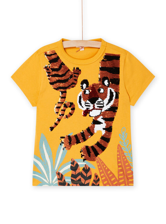 Gelbes T-Shirt mit Tigermotiv ROSUMTI4 / 23S902Y1TMCB116