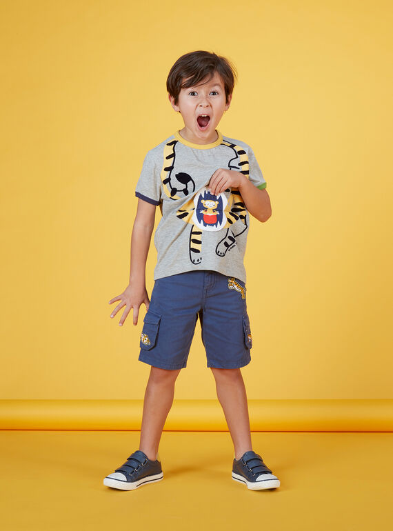 Hellgrau chiniertes, fantasievolles kurzärmeliges Jungen-T-Shirt JOTROTI3 / 20S902F3TMCJ920