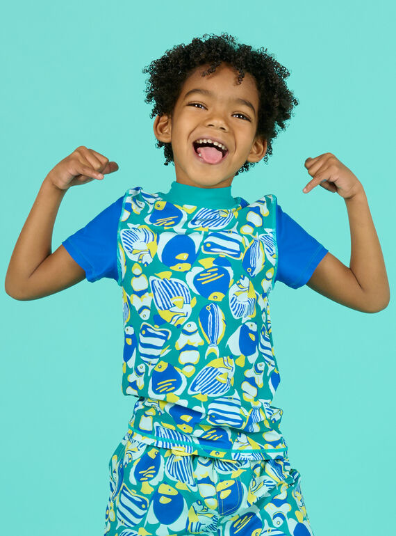Kind Junge blau Anti-UV-T-Shirt NYOMERUVTIPOI / 22SI02L1TUVC242