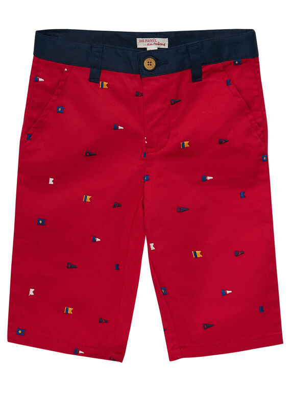 Rote Bermuda-Shorts für Jungen, mit aufgestickten Flaggen JOWEBER1 / 20S90291BER330
