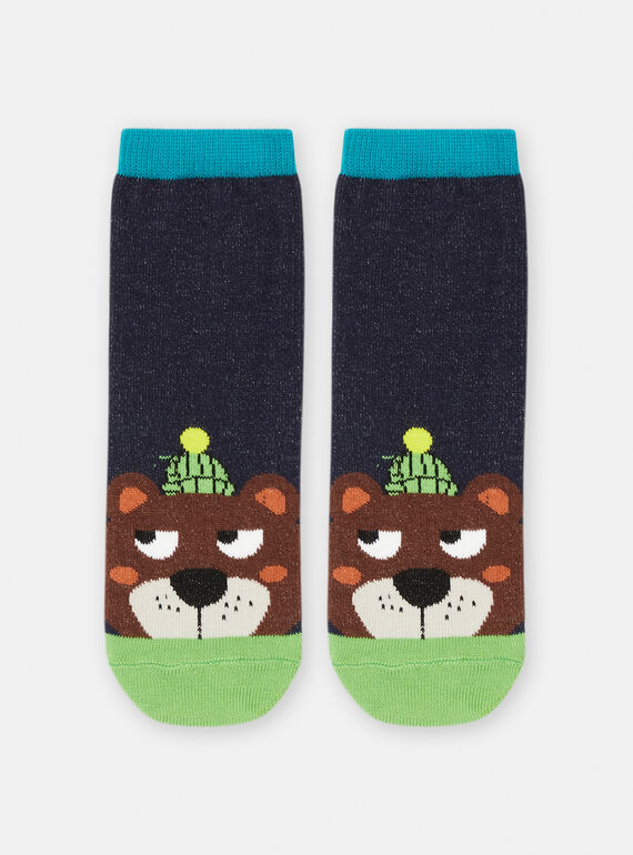 Nachtblaue Socken mit Bärenmuster SYOJOCHO6 / 23WI02N3SOQ705