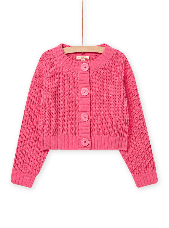 Strickjacke aus rosa Strick kind mädchen NAJOCAR3 / 22S90163CAR313
