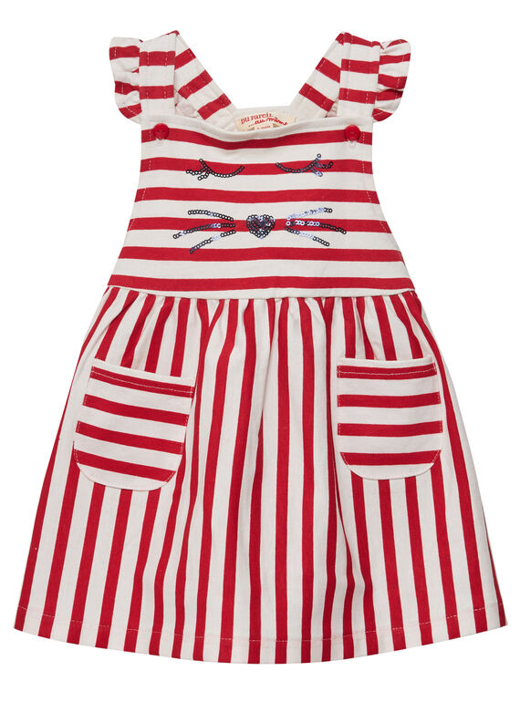 Baby-Latzhosenkleid aus gestreiftem Jersey für Mädchen JIGRAROB1 / 20SG09E1ROB001