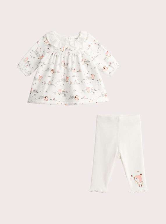 Set ecru Kleid aus Velours und Leggings  VOU2ENS2 / 24WF03D1ENS001
