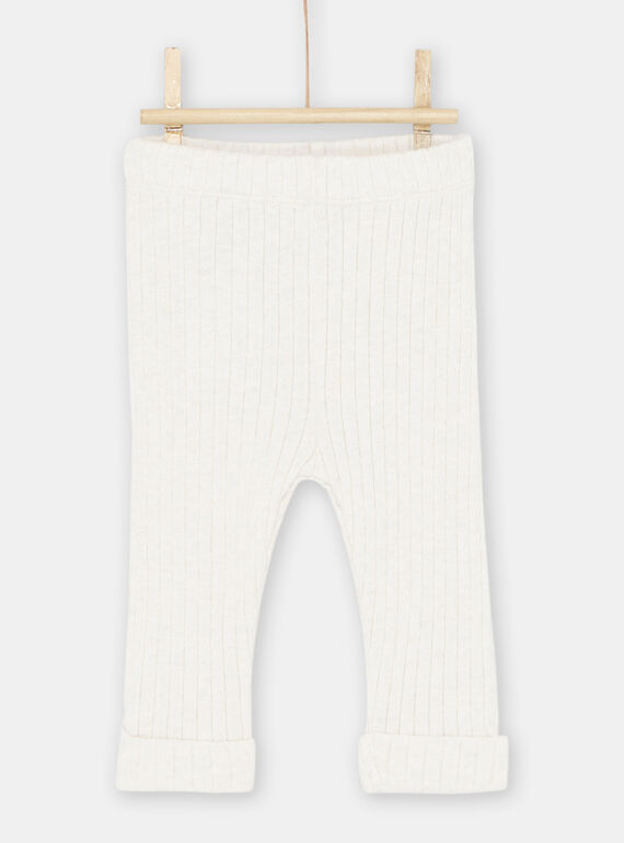 Gerippte Leggings in Hellbeige, Baby, Mädchen SYIJOLEGCO1 / 23WI09B4CALA011