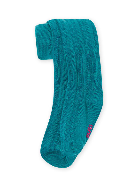 Baby Mädchen türkisfarbene Strumpfhose mit Twists MYIJOCOLTO4 / 21WI0911COLC217