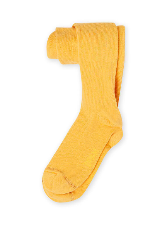 Senfgelbe gerippte Strumpfhose für Baby-Mädchen MYAJOCOL1 / 21WI0116COLB106