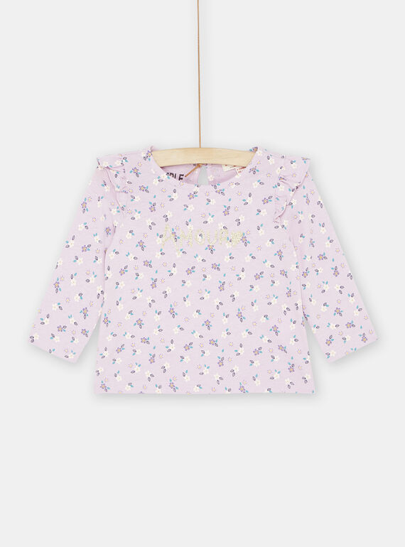 Parmesanfarbenes T-Shirt mit Blumenmuster, Baby, Mädchen SILINTEE2 / 23WG09H2TML320